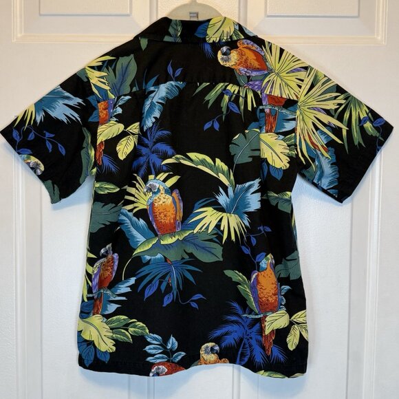 Vintage RJC Parrot Print YOUTH Sz 8 Button Up Hawaiian Tropical Shirt Made USA - Picture 2 of 11